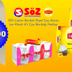 50'li Lipton Bardak Poşet Çay + Lav 6'lı Çay Bardağı